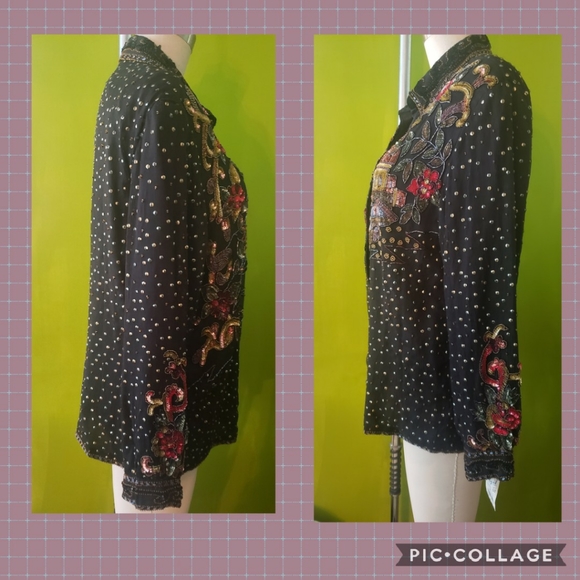 Spiegel Deadstock Vintage Beaded Button Up Blouse - Picture 5 of 7